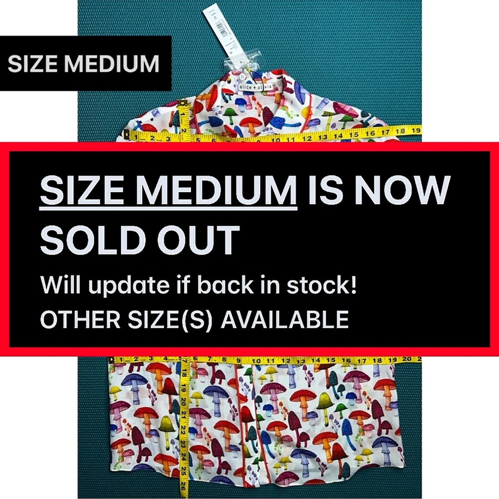 Alice + Olivia Willa Multicolored Mushroom Print Piped Placket Top - Picture 10 of 13